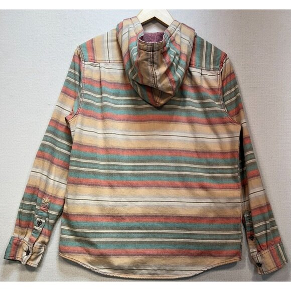 Modern Amusement Men's Hooded Button-Up Shirt Jacket Stretch Size M Multi Stripe - Picture 2 of 12
